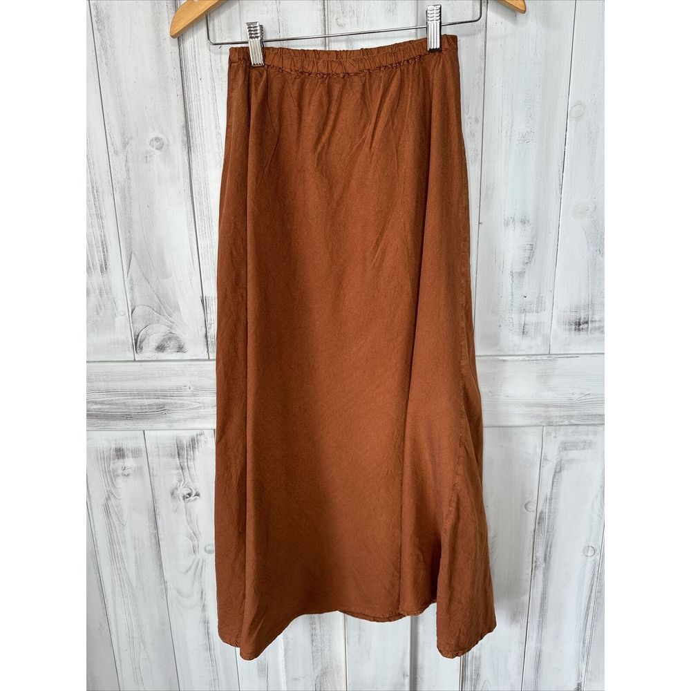 CP‎ SHADES RUST RED SILK ELASTIC WAIST BOHO LAGENLOOK SAUSALITO MAXI SKIRT XS/S?